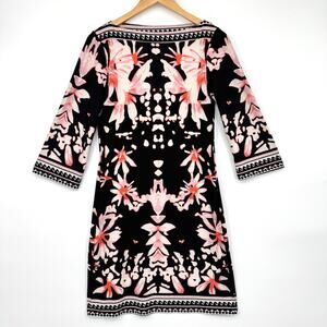 Beige by ECI Womens Artsy Graphic Floral Print Shift Jersey Dress 4 Work Career